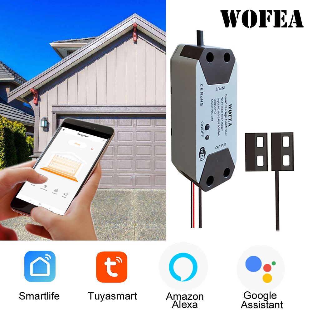 

Wofea Tuya Smart Life Garage Door Sensor Opener Controller WiFi Switch Amazon Alexa Echo Google Home DIY Smart Home No need hub