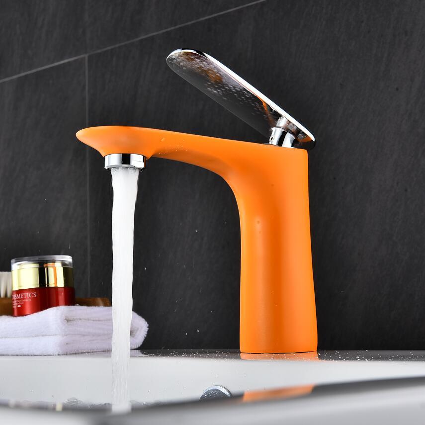 

2021 New Luxury Wash Bathroom Brass Chrome/gold/black/white/red/orange Basin Mixer Tap Hot Cold Crane Sink Faucet J5j9