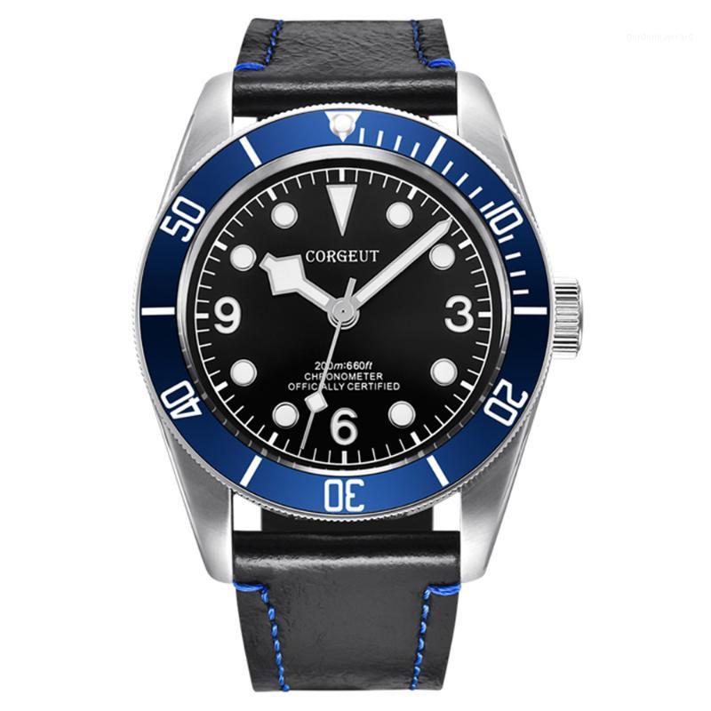 

Wristwatches 41mm Automatic Japan NH35 Miyota Seagull Movement Mens Mechanical Self-wind Watch Sterile Dial Steel Case Leather Starp, No.3-seagull