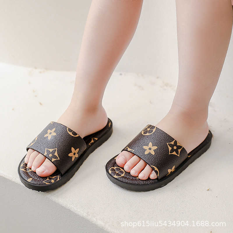 

2021 Summer Girls' Slippers Grid Printed Sandals Fashion Kids Antiskid Outdoor Beach Home Shoes Children' Flat-soled Shoe gG57ZB8A, Black;grey