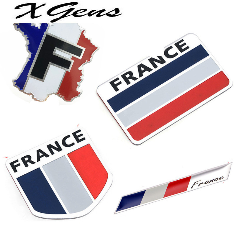 

Car Styling 3D Aluminum France Flag Emblem Badge Car Sticker Decals Car-Styling For Peugeot 307 206 207 Citroen Renault DS C2 C3
