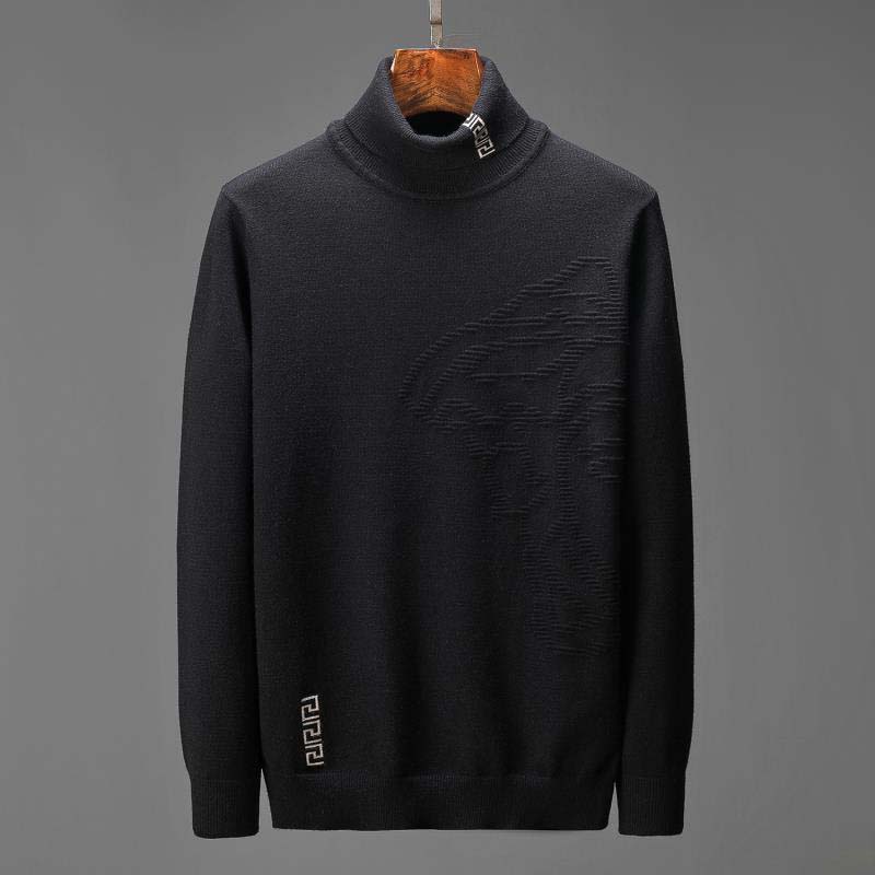 

2021 High Quality Turtleneck Knit Sweater Long Sleeve Warm Sweaters Black White Grey Sweater M-3XL Designer Sweatershirts top sell