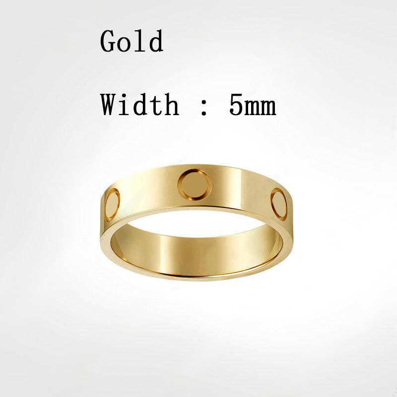 carteied Rings Womens Designer Ring Couple Jewelry Band Titanium Steel With Diamond Fashion Classic Gold Silver Rose Optional Size 4/5/6mm Plated Na