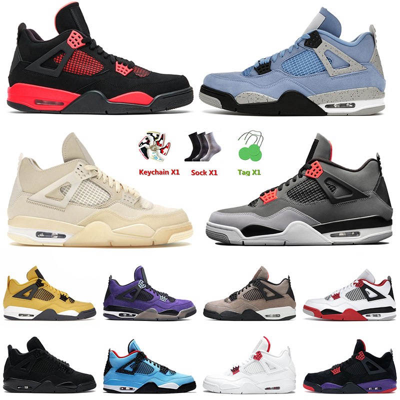 

2022 Top Jumpman 4 4s IV Mens Basketball Shoes Red Thunder University Blue Sail Infrared Sail Black Cat Starfish Outdoor Trainers Outdoor Sneakers 36-47, C51 military blue 40-47