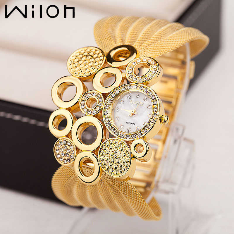 

women watch Luxury fashion bracelet Inlaid s mesh watchband ladies Casual quartz watches dress wristwatch 210616, Brown