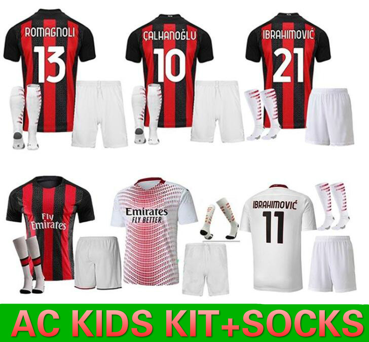 

20 21 AC milan soccer jersey KIDS kits COCKS 2021 IBRAHIMOVIC PIATEK football shirt PAQUETA BENNACER THEO TONALI camisa de futebol sets uniforms ., Black;yellow