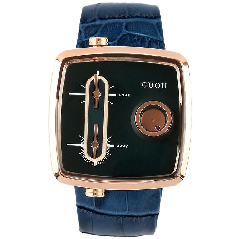 

Wristwatches Fashion Guou Brand Woman Square Dial Analog Wristwatch Waterproof Quartz Lady Watch Calendar Personality Sports Wrist Watche, Blue