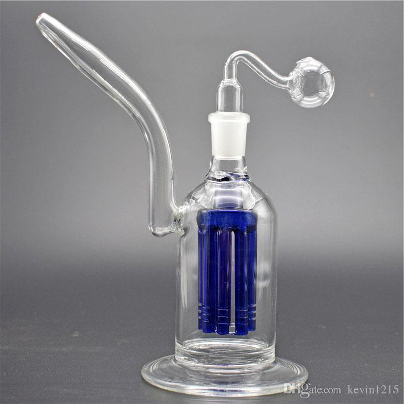 

8 Arms Tree percolator Glass Dab Rigs Beaker Bongs 8inch Glass hookah recycler Water Pipes 18mm ashcatcher bong with glass oil burner pipe