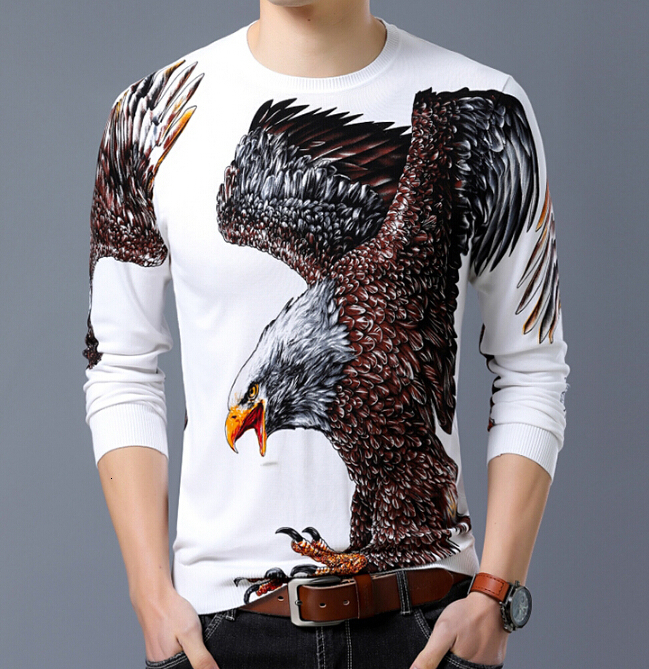 

2021 New Autumn Dragon Sweaters Long Sleeve Printed Thin Sweater Domineering Men's Round Neck Design 36lw, As shown