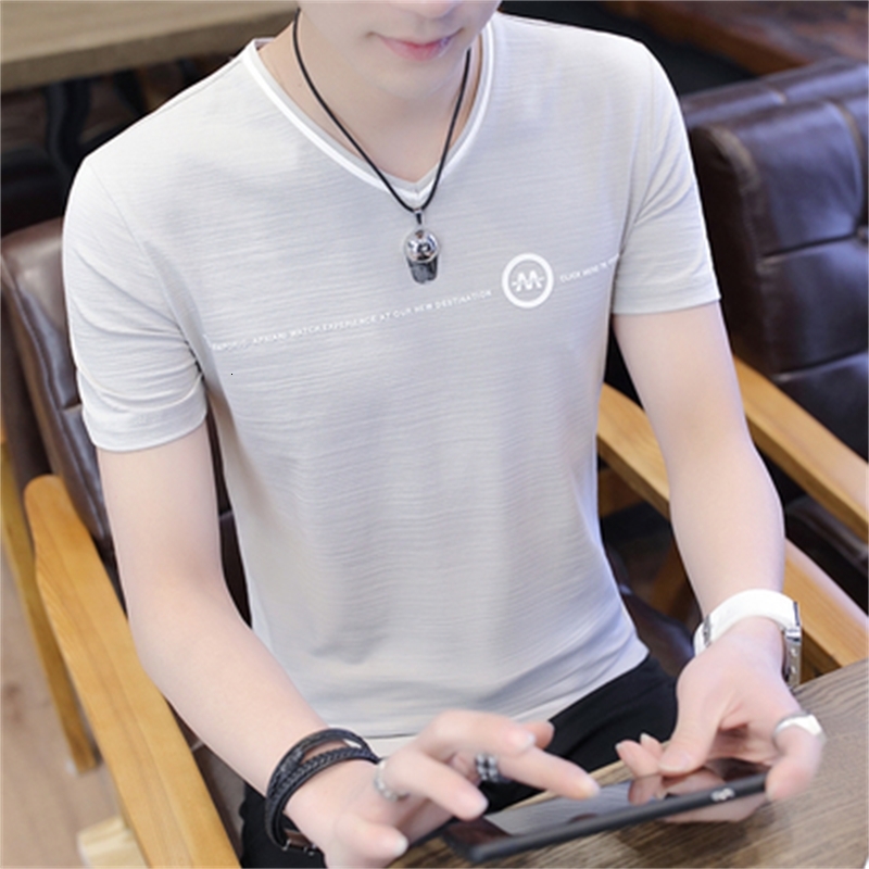 

2021 New Men's Embroidery Tight-fitting Tide Brand Breathable Knitted T-shirt 9vnw