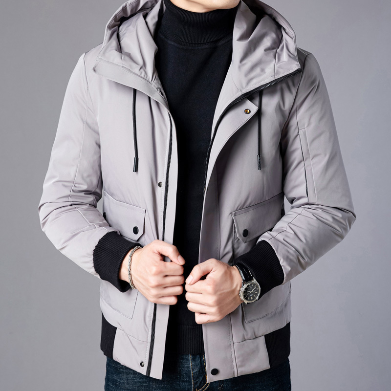 

2021 New Fashion Mens White Duck Coats Hooded Down Men Autumn and Winter Solid Casual Trend Loose Warm Jacket Yes Lxsn, Gray white