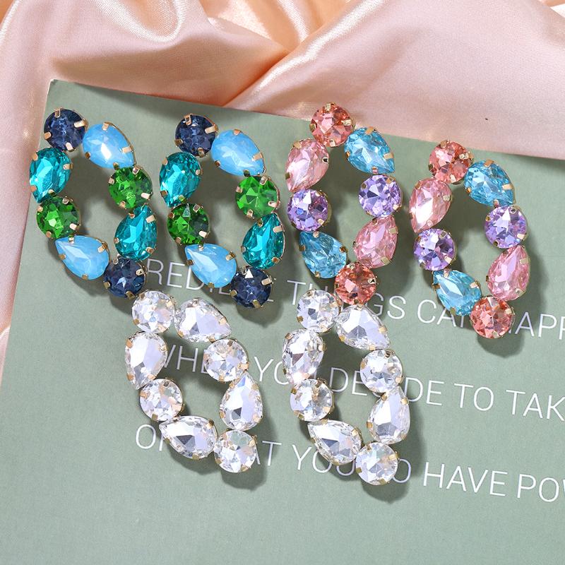 

Dangle & Chandelier Bohemian Charming Oval Crystal Earrings Unique Shiny Glass Geometric Drop For Women Gorgeous Jewelry Female Party Gift