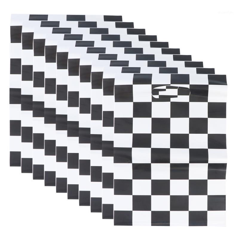 

Gift Wrap 50pcs Racing Car Theme Pouch Black And White Checkered Printing Packing Tote Bags Wrapping Supplies For Birthday Party