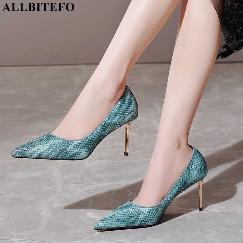

ALLBITEFO golden heel Special process genuine leather women high heels fashion sexy stiletto women heels high heel shoes pumps 210611, As picture