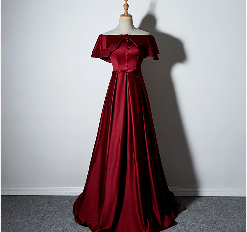 

Chinese Bridesmaid Oriental Female Cheongsam Stage Show Party Stain Dress Elegant Celebrity Banquet Dresses De J1rv, Burgundy