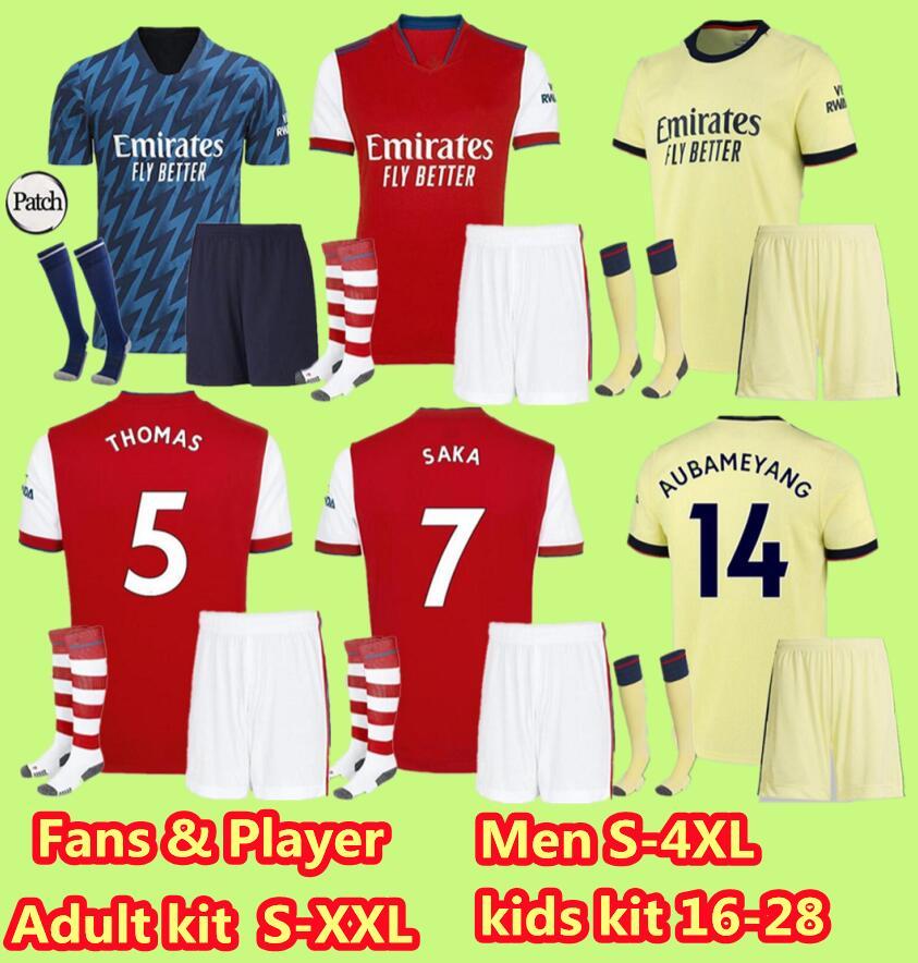 

soccer jersey Fans Player version Gunners 21 22 ØDEGAARD SAKA THOMAS WILLIAN NICOLAS TIERNEY 2022 football shirt Men + Kids kit away yellow fourth, Black