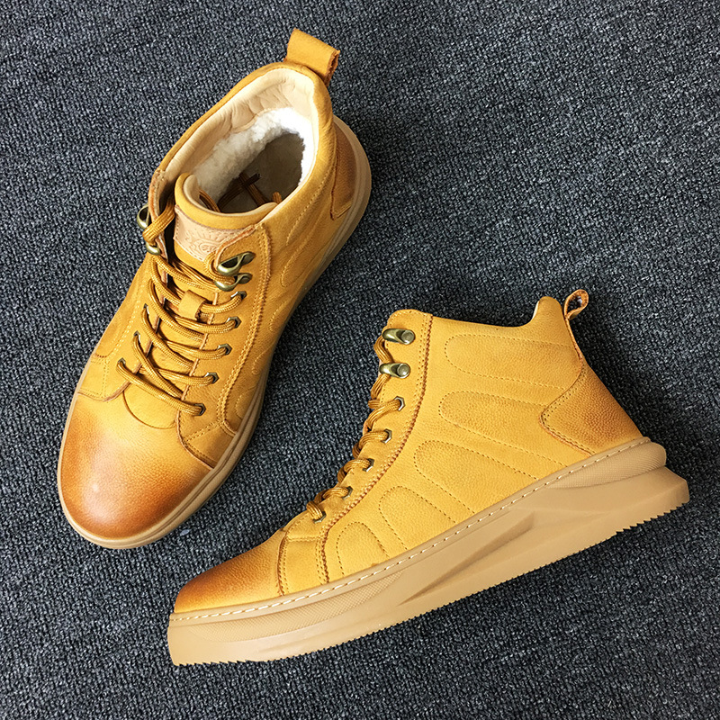 

Winter Warm Men Boots Genuine Leather Wool Fur Plus Men Snow Boots Non-slip Waterproof Working Ankle Boots High Top Men Shoes, Black