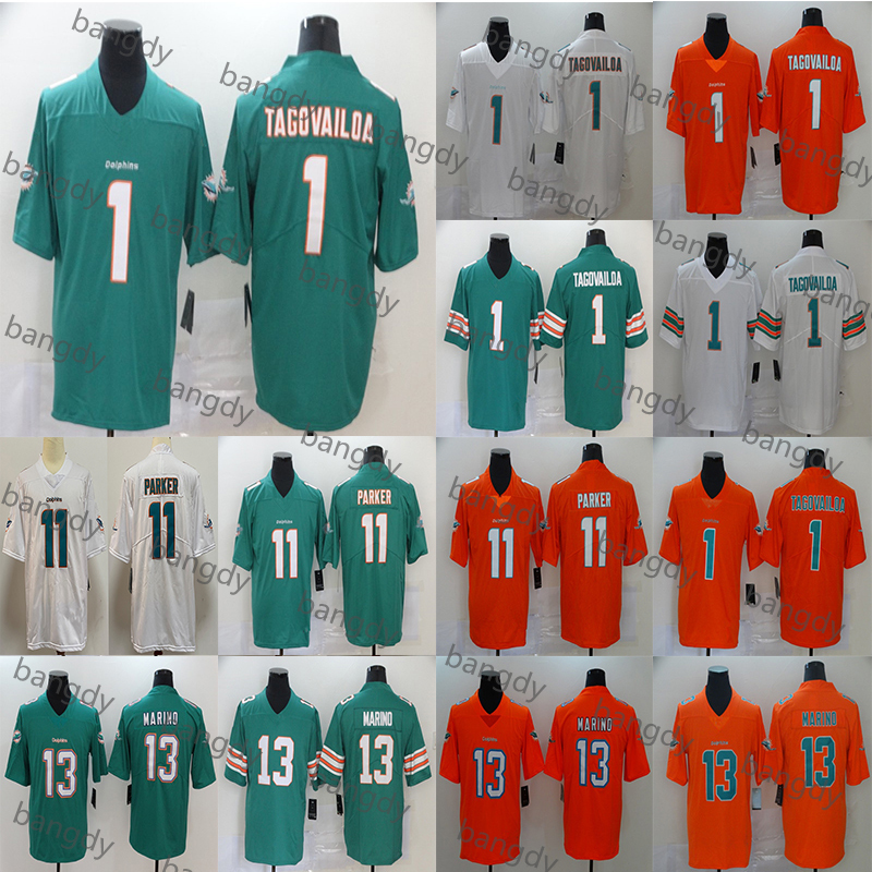

1 Tua Tagovailoa Miami Dolphins men 11 DeVante Parker 13 Dan Marino New Football Limited Jersey, Black;red