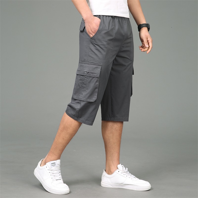 

2021 New Men's Trousers Casual Summer Jogger in a Straight Line Breathable Male Cotton Calf-long Long and High  Cargo Camo Viwm, Green.