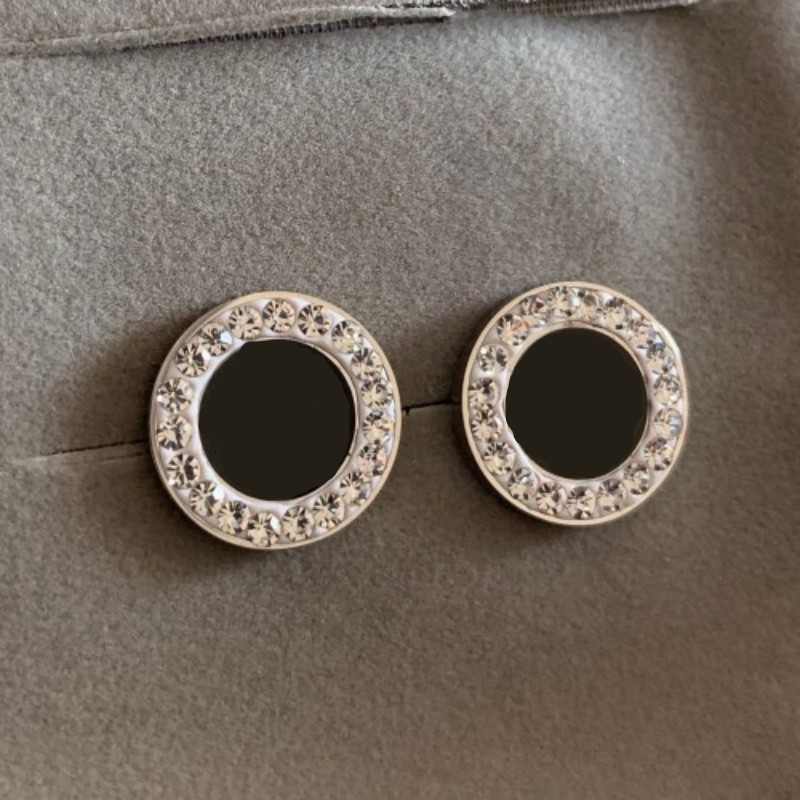 

Top Quality Gold Rose Stainless Steel Ear Studs Mud Drill Luxurious Design Earrings Hip Hop Jewelry For Women Party Gifts Wholesale