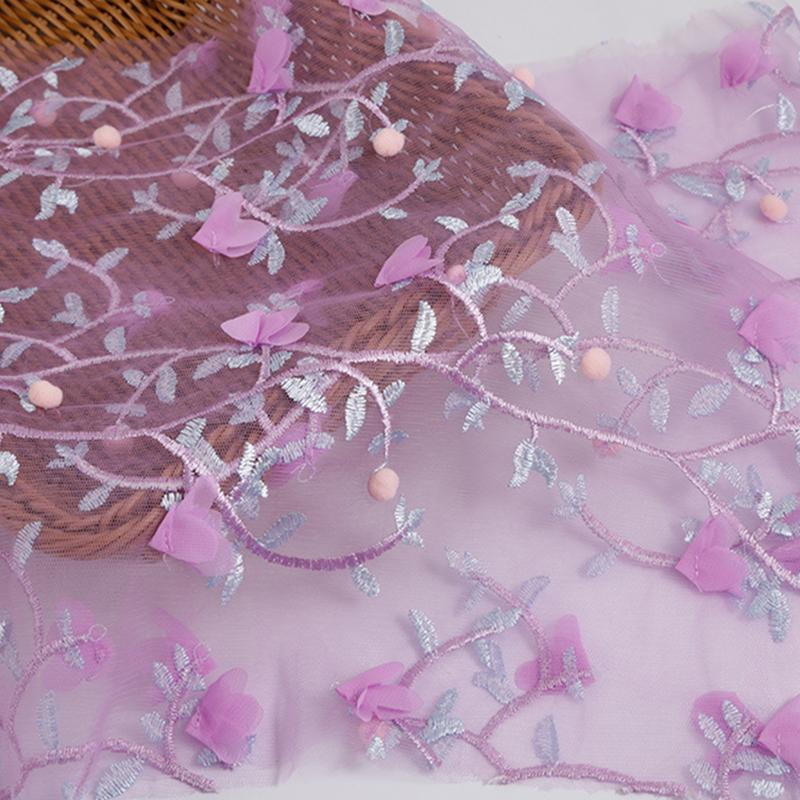 

Ribbon H766 90*130cm Embroidery Mesh 3D Flowers Wedding Dress Fabric Lace Fabrics For Dress, Diy Sewing Supplies Crafts, Pink;blue