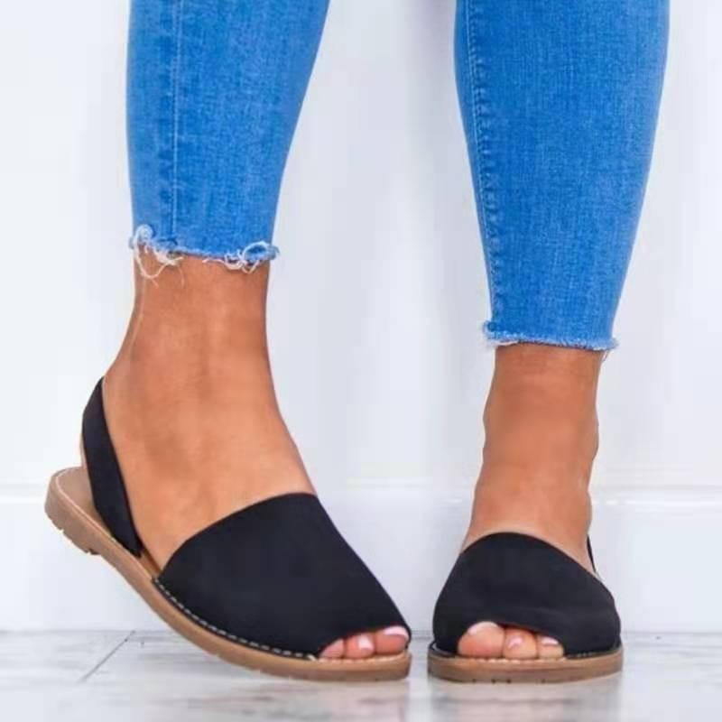 

Sandals Flats Summer Women Fashion Casual Shoes For Woman European Rome Style Female Plus Size 34-43, Black