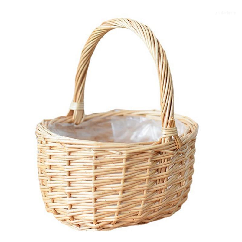 

Storage Baskets Wicker Picnic Basket With Handles And Lining, Suitable For Picnic, Fruits Vegetable