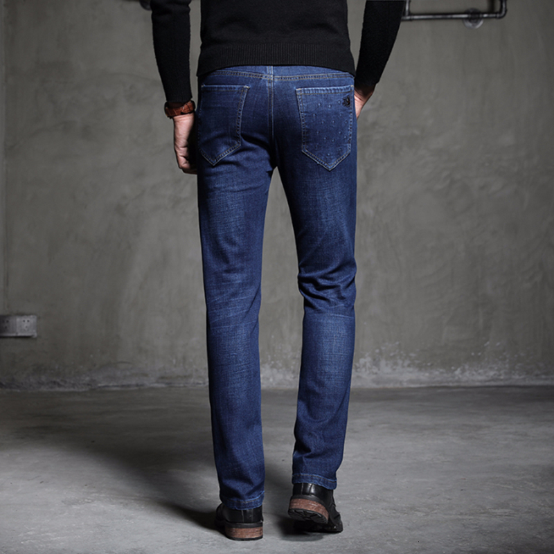 

2021 New Brand Men Slim Classic Style Business Casual Blue Black Elastic Straight Long High Quality R8v5, Dblue