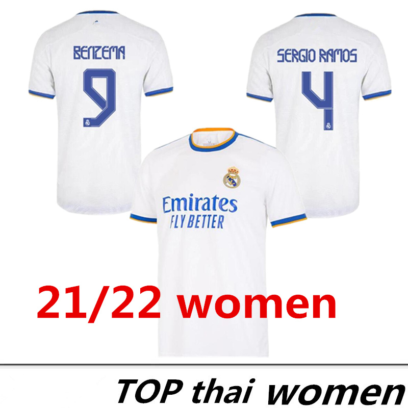 

21 22 real madrid WOMEN home jerseys soccer 2022 2021 Alaba Casemiro hazard BENZEMA modric bale football shirt mujer feminine camiset, Black;yellow