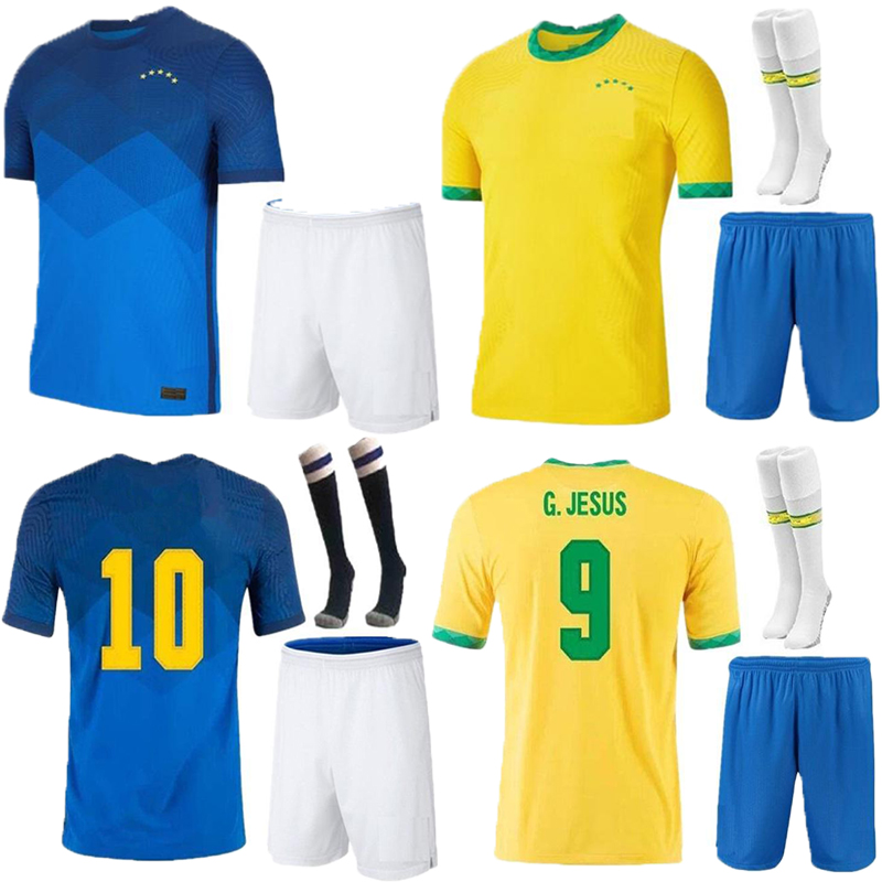 

Adult kit BRAZIS Home Away soccer jersey camiseta de futebol 2020 2021 G.JESUS COUTINHO NEYMAR JR NERES COUTINHO brasil football shirt, Black