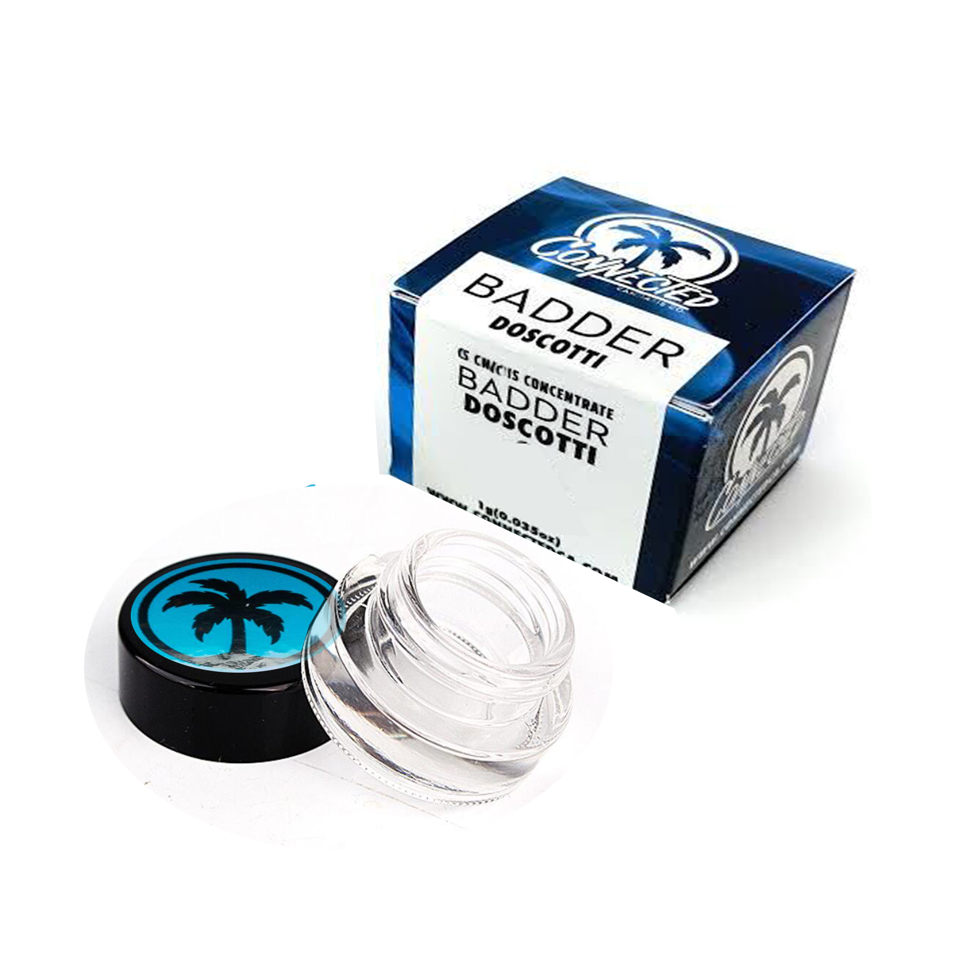 

1g 0.035oz Connected DOSCOTTI Live Resin Badder Glass Jar Box Package Forbidden Gushers Live Sauce