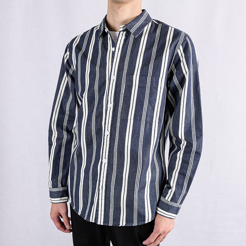 

2021 New Vero e Outono De Manga Longa Listra Masculina Moda Confortvel Camisas Para Casual Tendncia Camisa Dos Homens Chemise Fmz6, Blue