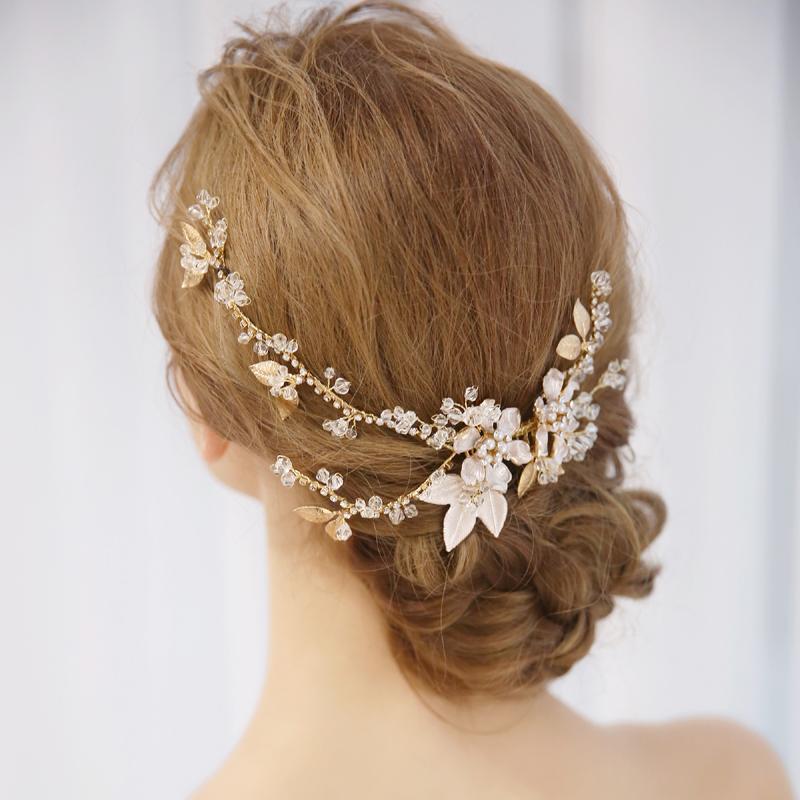 

Hair Clips & Barrettes Floralbride Wired Rhinestones Crystal Simulated Pearls Flower Wedding Comb Bridal Headpieces Accessories Women Jewelr, Golden;silver