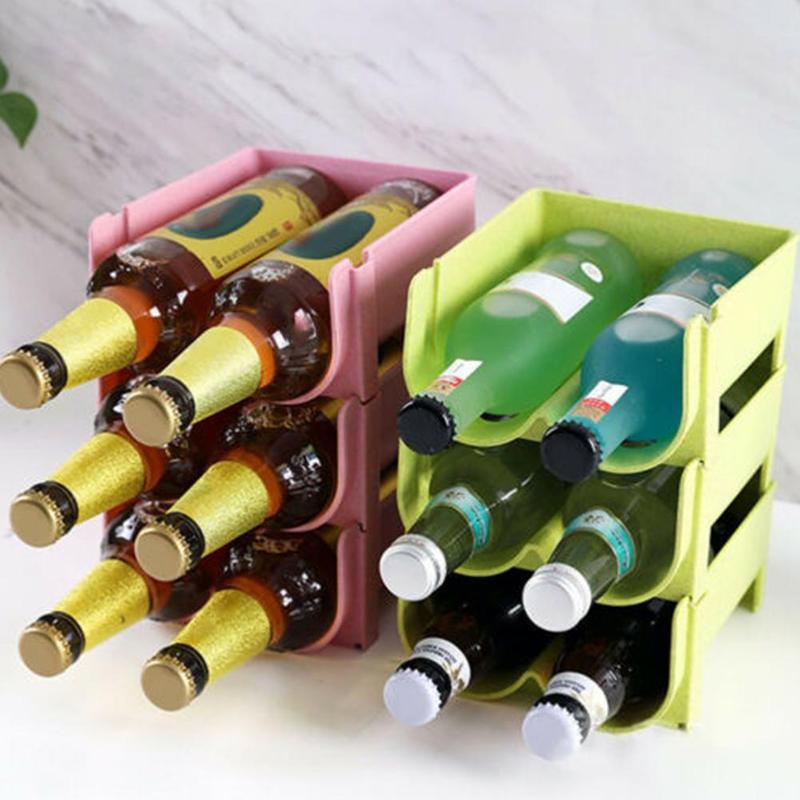 

Hooks & Rails Building Blocks Drinks Box 2 Slots Kitchen Refrigerator Organizer Beer Wine Bottle Storage Rack Holder Space Saving 1PC