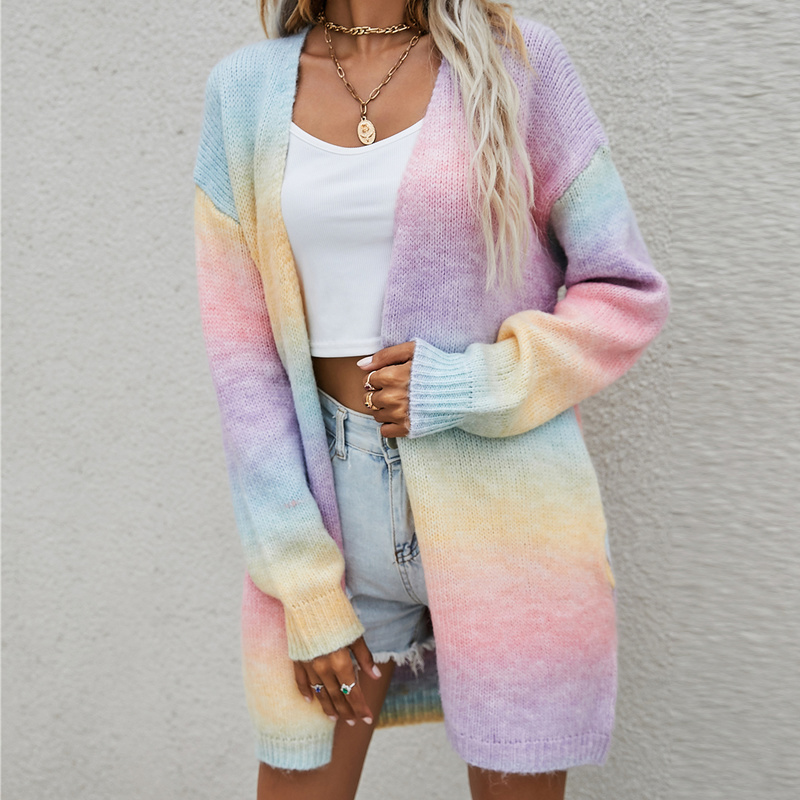 

2021 autumn and winter new color tie-dye sweater casual all-match women's clothing, White;black