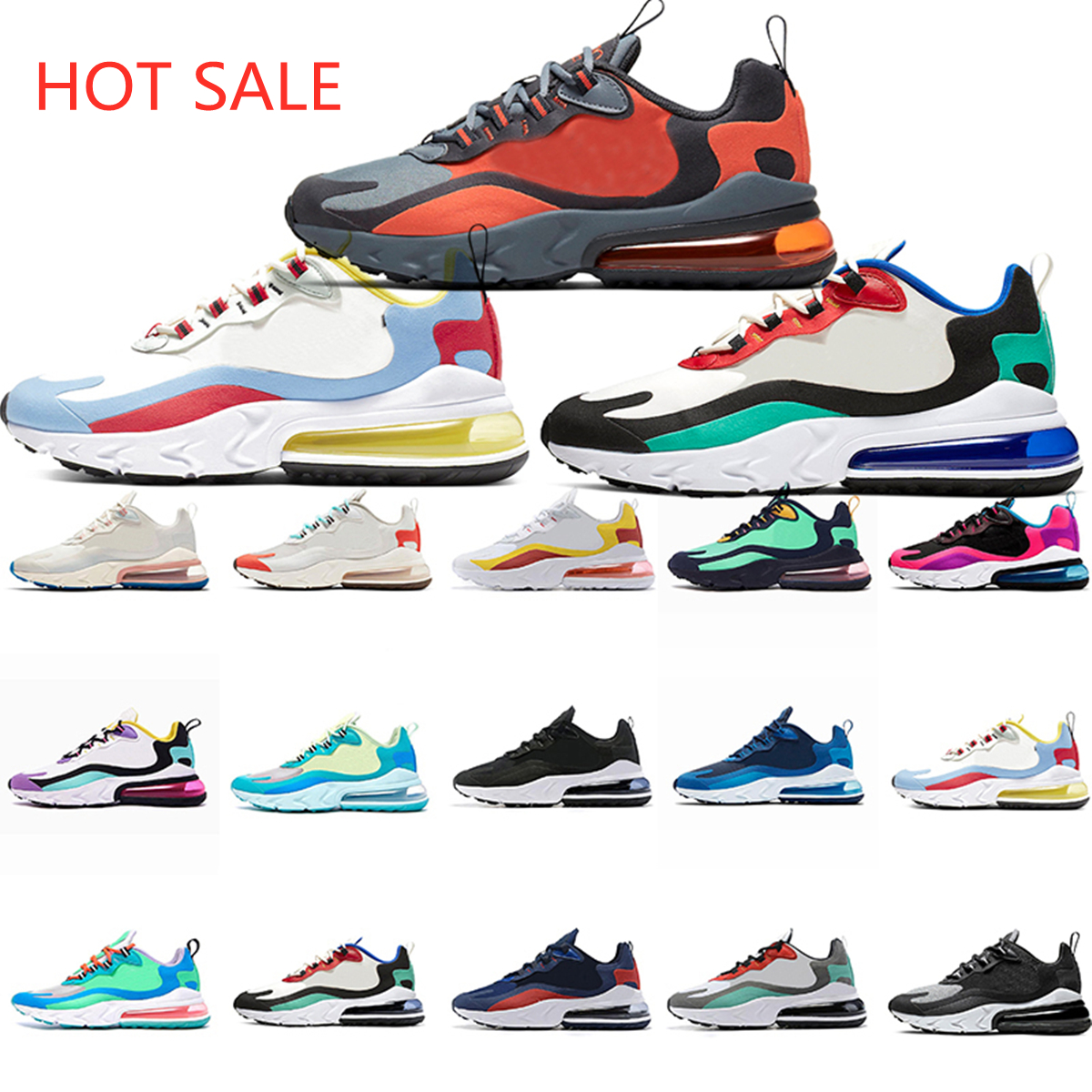 

2021 New arrival react men run outdoor shoes top quality triple black fashion mens trainer breathable sports sneakers size 36-45
