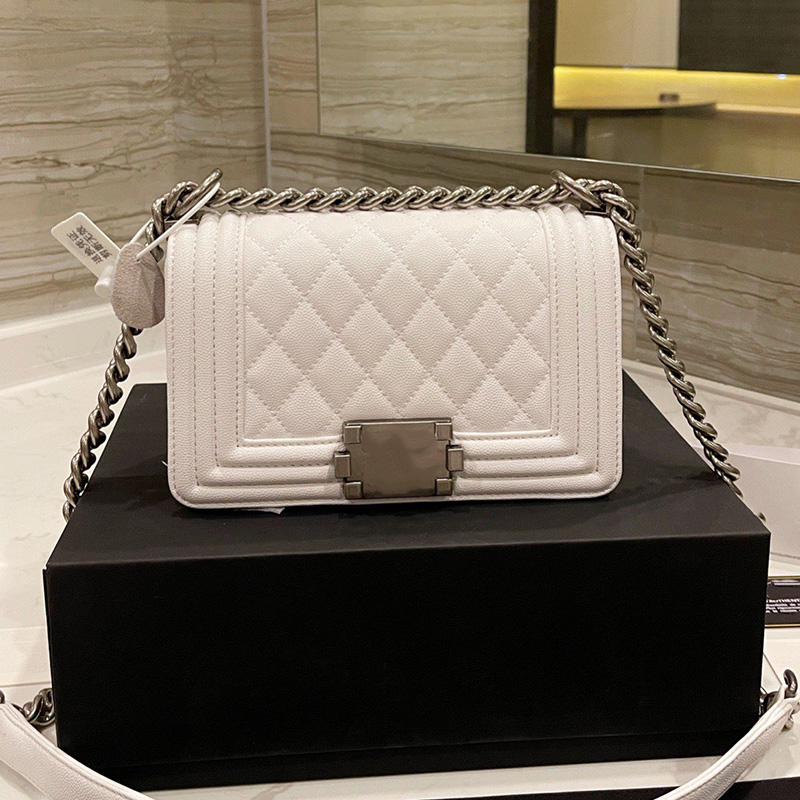 

wholesale Designer Women Classic Mini fashion Bags Quilted Chain Boy Flap Diamond Calfskin Caviar Genuine Leather Shoulder Luxury Crossbody Bag Good Handbags, Box