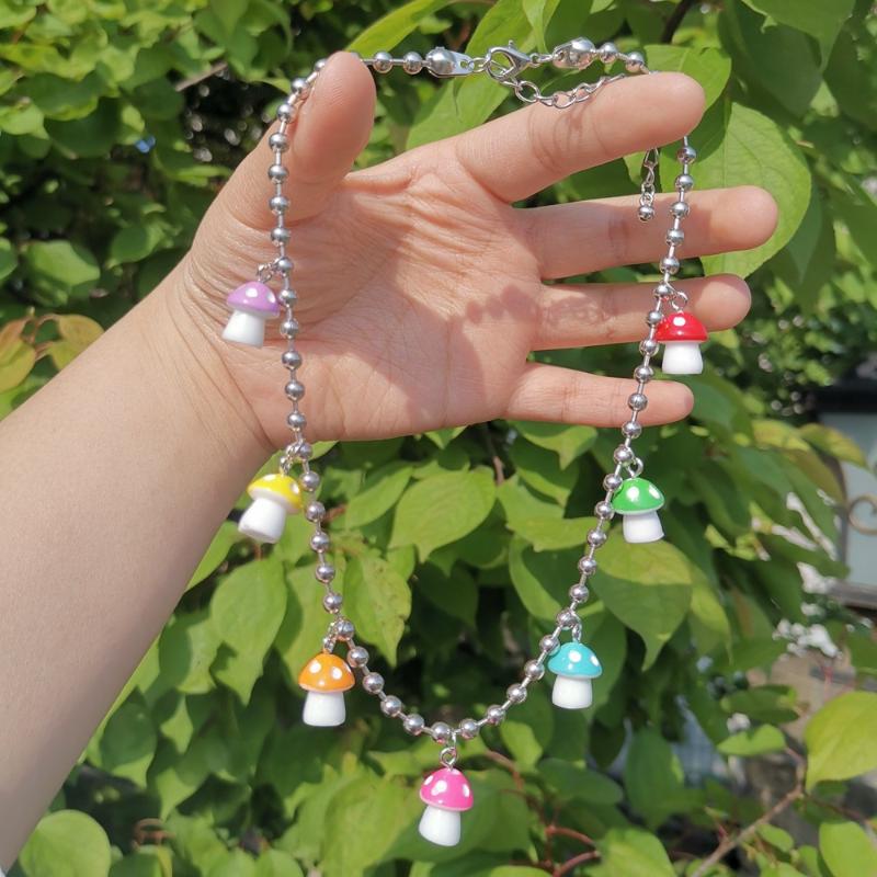 

Chokers Toadstool Mushroom Necklace | Colorful Choker Hippy Indie Jewelry Shrooms Handmade Friend Gif Cottagecore