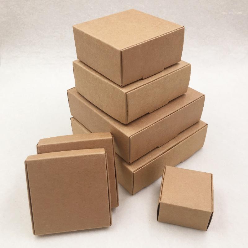 

Gift Wrap 24pcs/lot 7 Sizes Small Kraft Cardboard Packing Box Handmade Soap Candy For Wedding Decorations Event Party Supplies
