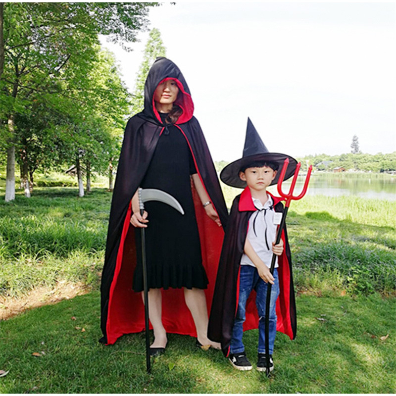 

Halloween Make Up Costumes Props Red And Black Stand Collar Death Cloak High Quality Novel Festival Atmosphere Cosplay, Silver