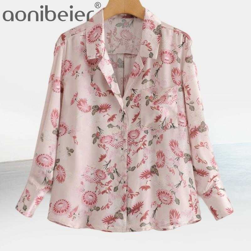 

Spring Za Woman Fashion Pink Floral Women Vintage Print Long Sleeve Button-Up Shirt Casual Female Beautiful Blouses 210604