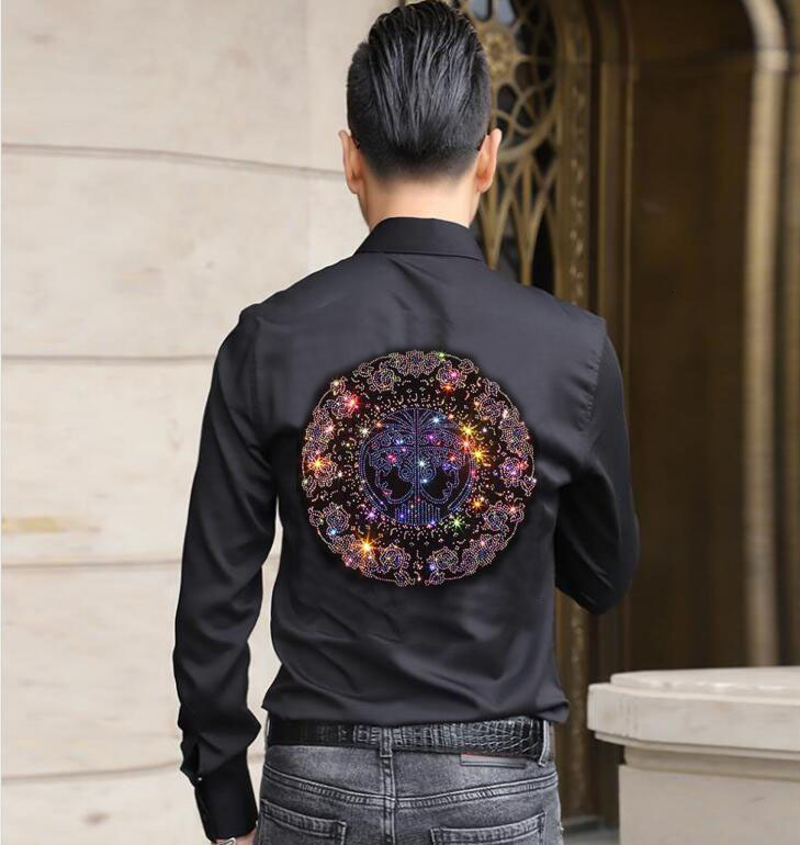 

Top Quality 2021 Summer New Men's Shirts Plus Size M-4xl Hot Drill Long Sleeve Homme Tops Wgno, As shown