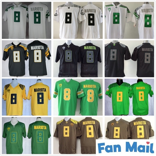 

Cheap NCAA #8 Marcus Mariota Jersey College Oregon Ducks Football Jerseys Green Black Yellow White Stitched Sewing Shirt