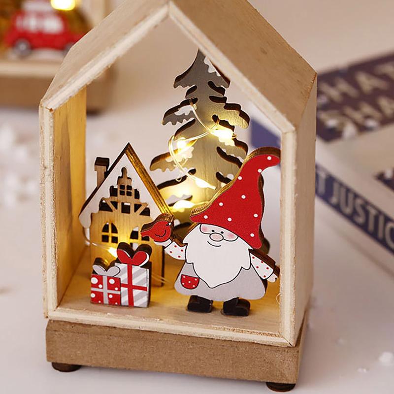 

Christmas Decorations Wooden House Sparkling Led Light Luminous Cabin Home Xmas Tree Santa Claus Window Decor Diy Year Gifts