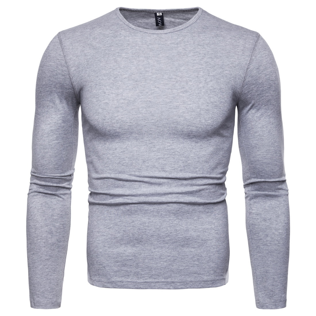 

2021 New Man Casual Tshirt Long Sleeved Breathes Male l T-shirts 1boj, Gray