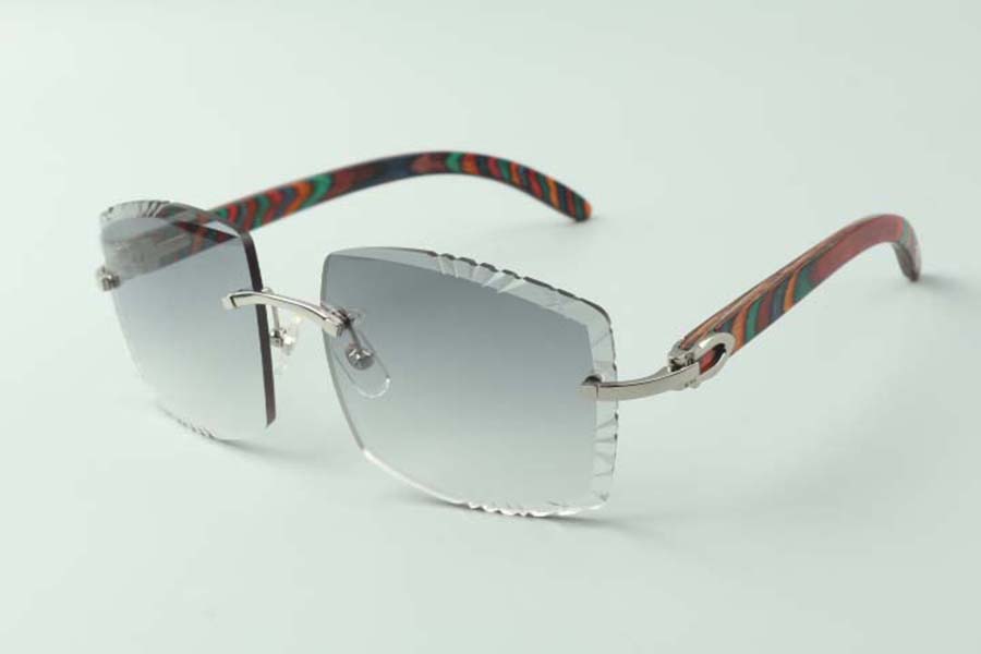 

2021 Newest style high quality cutting lens natural peacock wood temples sunglasses 3524022, high-end designers glasses, size: 58-18-135mm