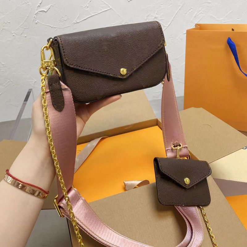 

2021 womens luxury designer Crossbody Bags two-piece shoulder bag ladies name brand purses messenger belt classic printed letter trending ha