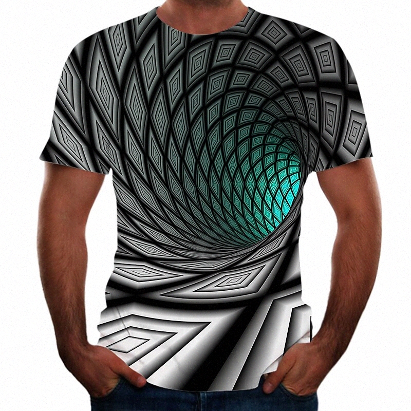 Men's Tee T shirt Shirt 3D Print Graphic Optical Illusion Plus Size Crew Neck Athletic Causal Short Sleeve Tops Basic Elegant Green n2xn#