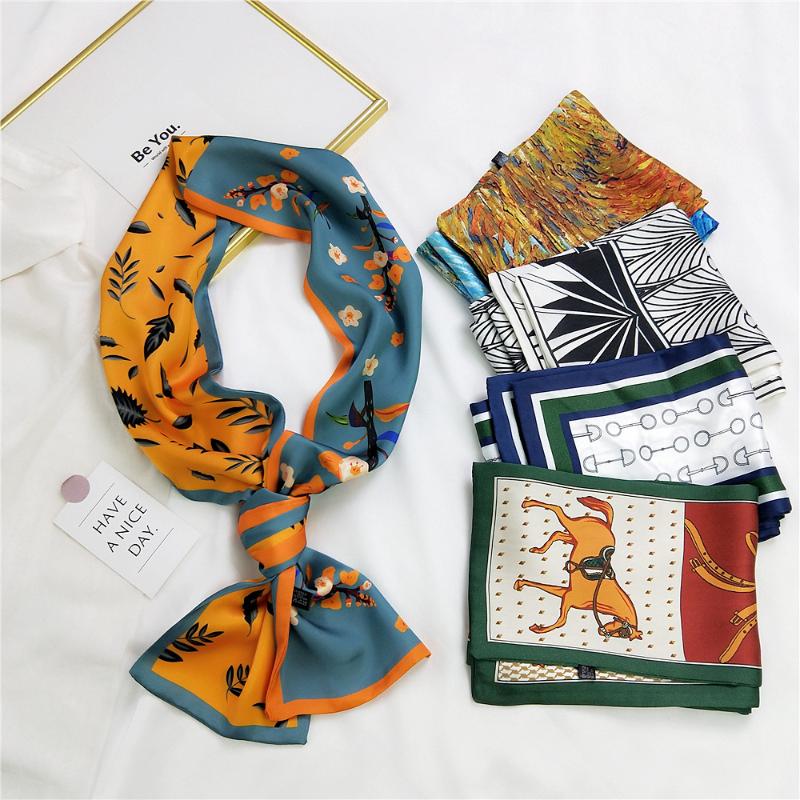 

Scarves Brand Shawls Bag Scarf Print Fashion Women Silk Small Female Hair Handbag Hijab Bandana Foulard Femme SJ392