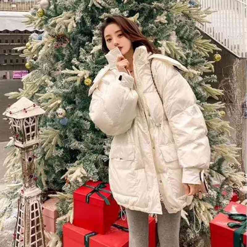 

2020 winter new women's fashion short hooded Velcro down jacket trend, Black